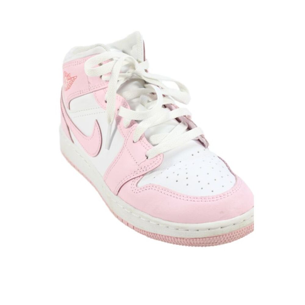 Nike Girls Air Jordan 1 Mid Lace-Up Casual Sneakers Pink Size 4